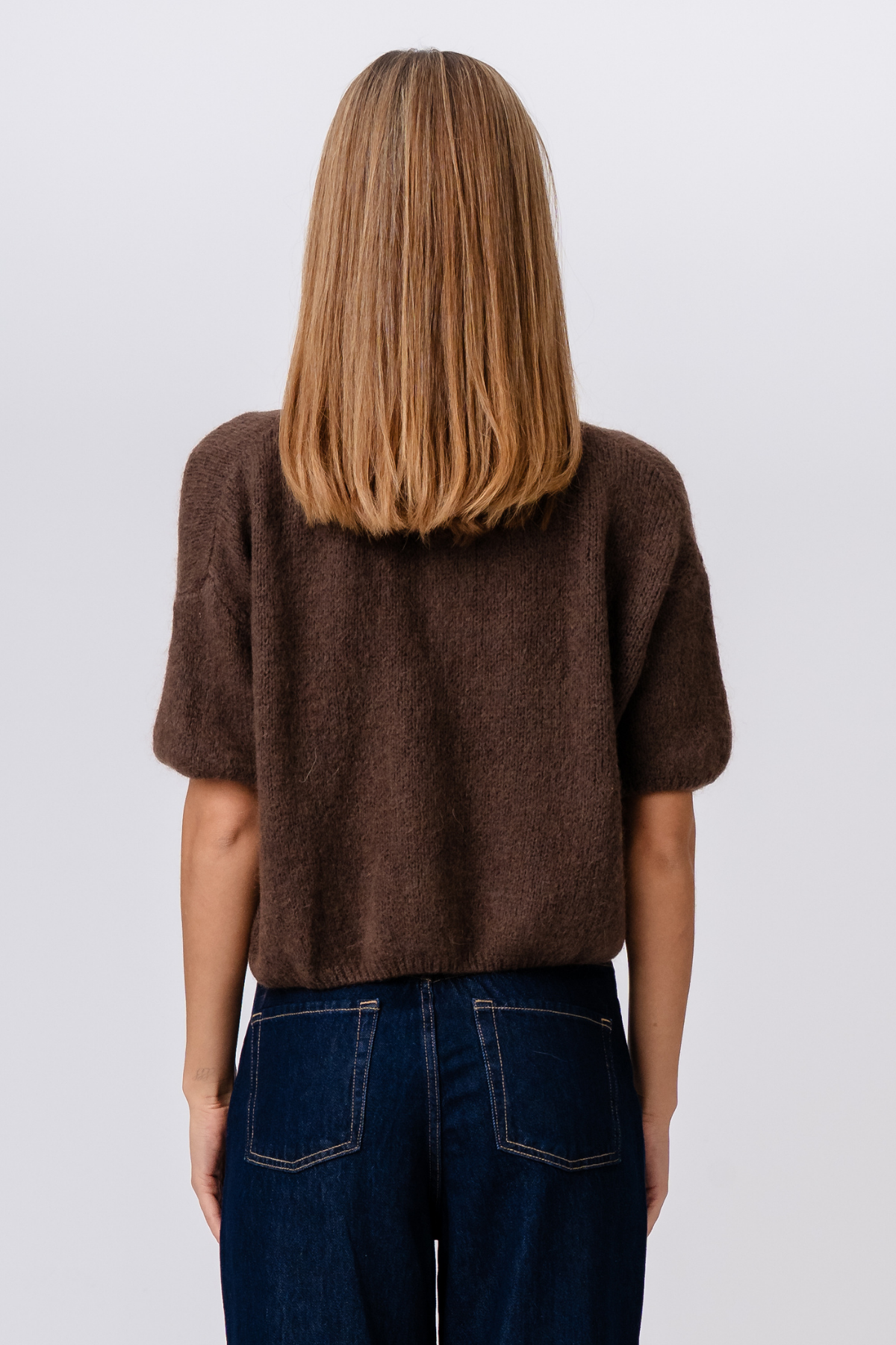 Mary Kortærmet Strik - Brun