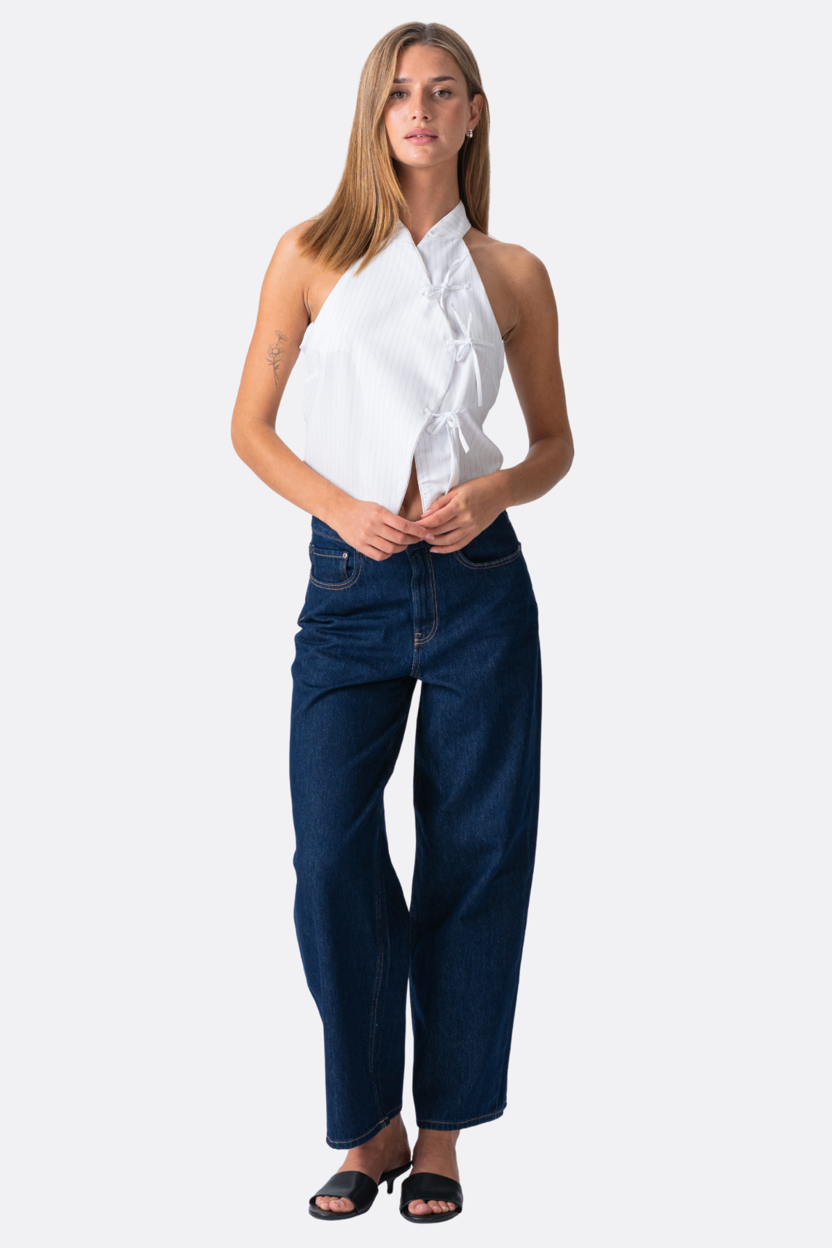 Silva Stribet Top - Hvid