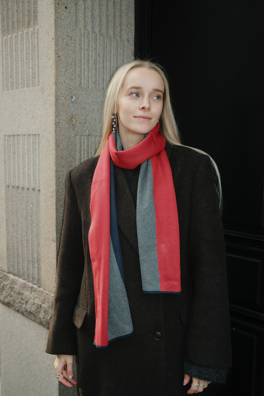 Halstørklæde - Rød / Hvid / Blå