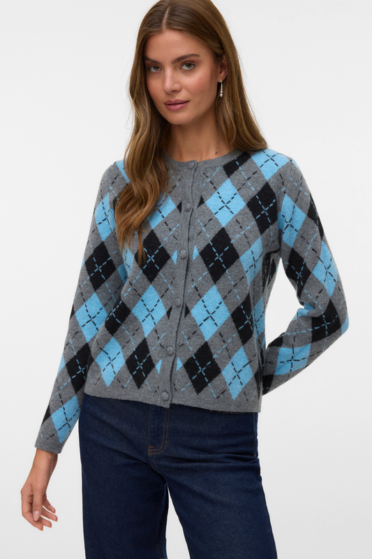 Giorgia O-Neck Cardigan - Medium Grå Melange