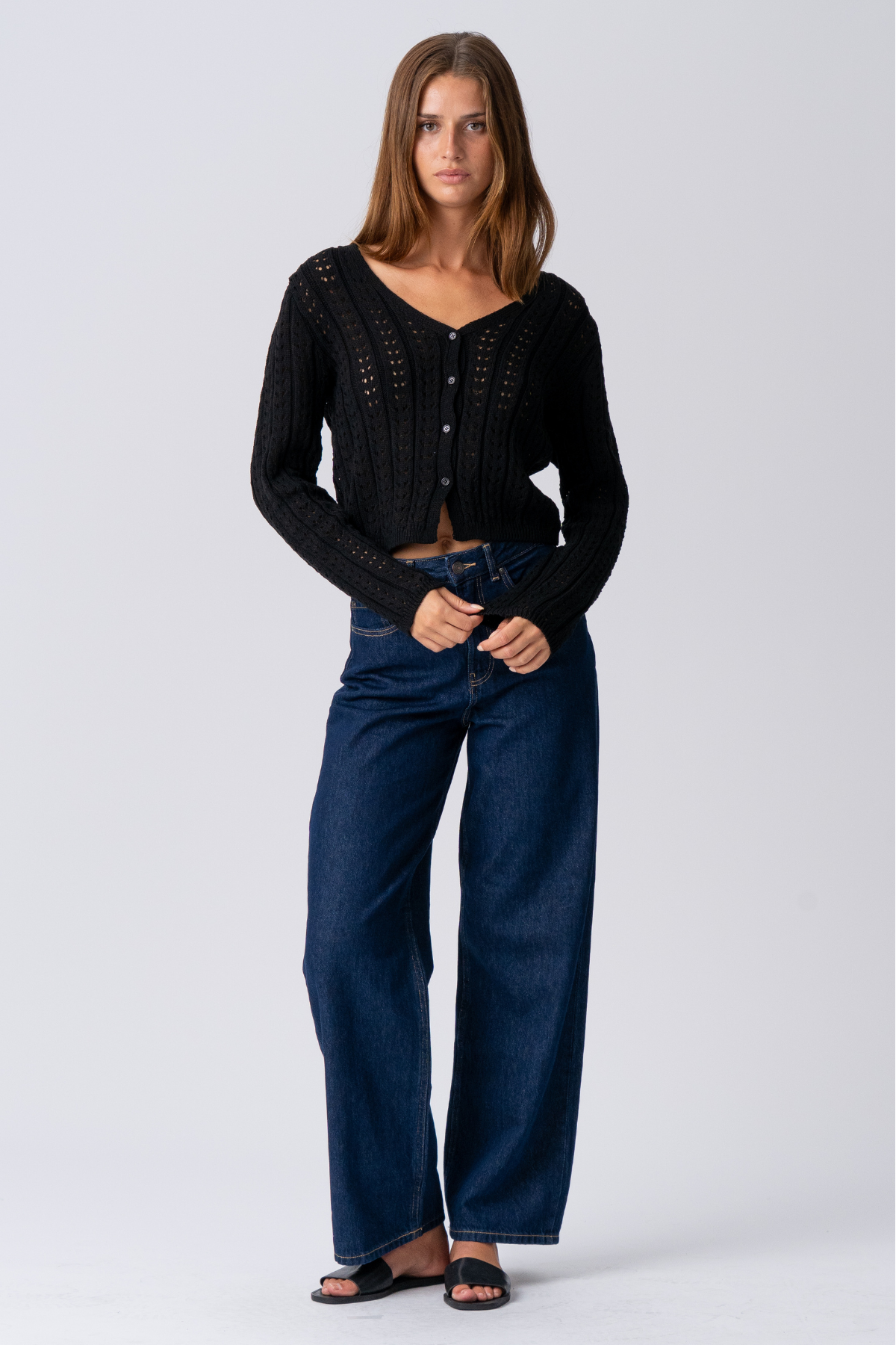 Virginia Strik Cardigan - Sort