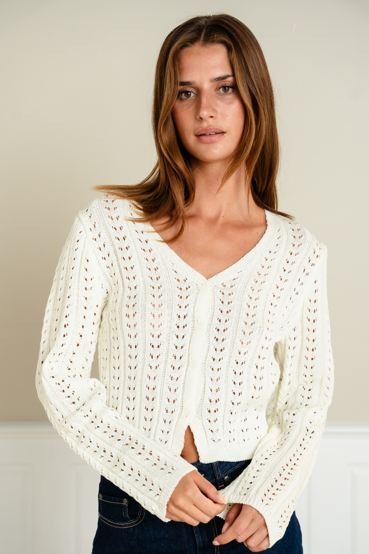 Virginia Strik Cardigan - Ecru