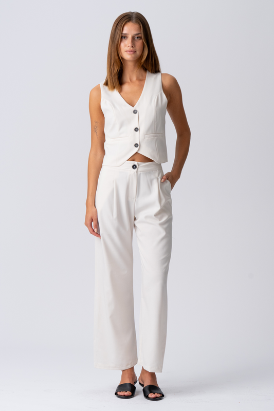 Natalie Vest og Bukser - Lyse Beige