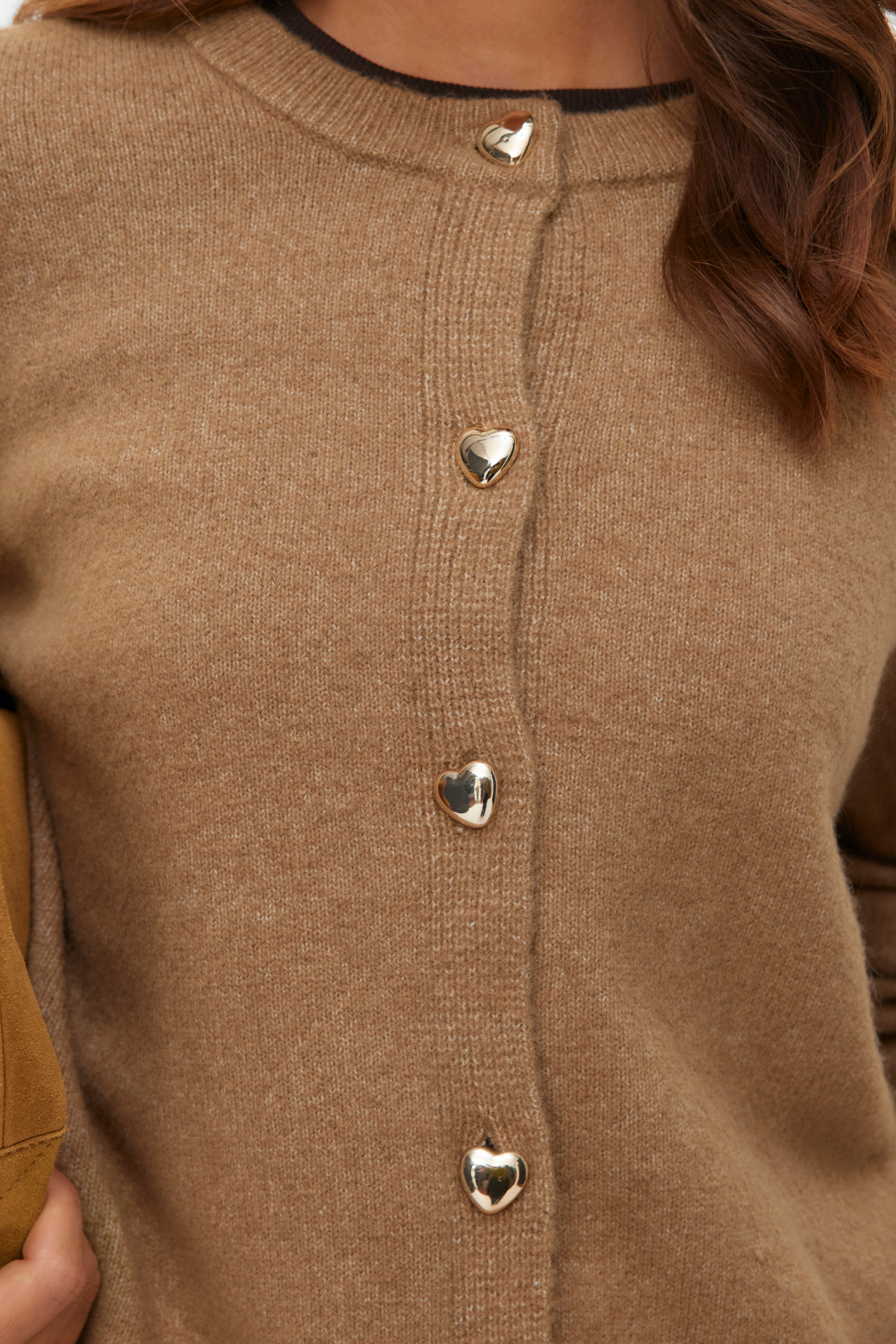 Fiona Kort Knapcardigan - Silver Mink Melange