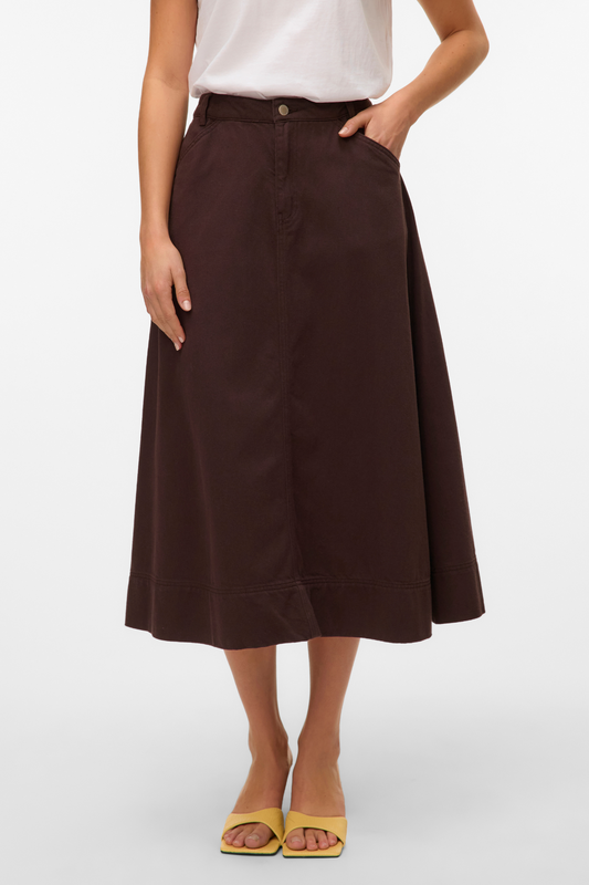 Filia Farvet Denim Nederdel - Chocolate Torte