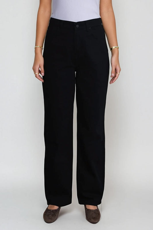 Nora Regular Jeans - Vasket Sort