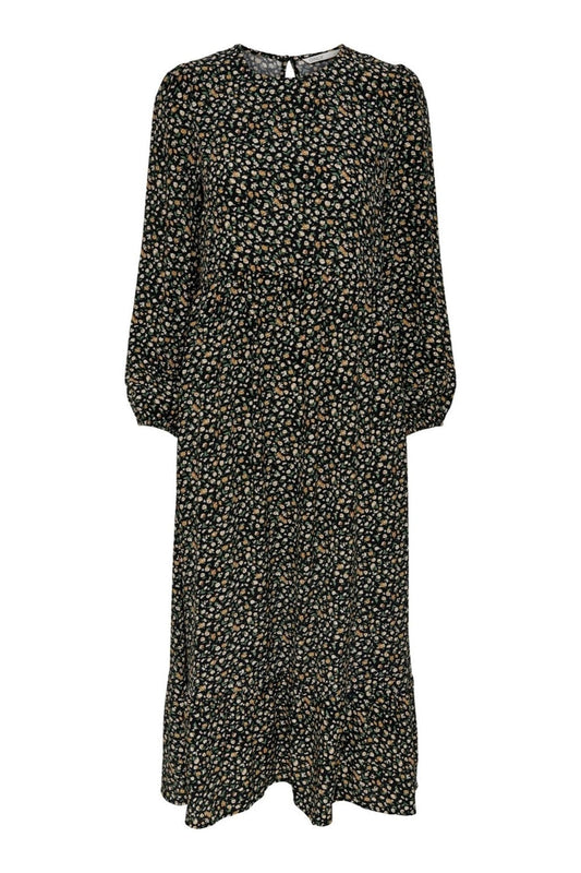 Amalie Midi Kjole - Sort/Orange