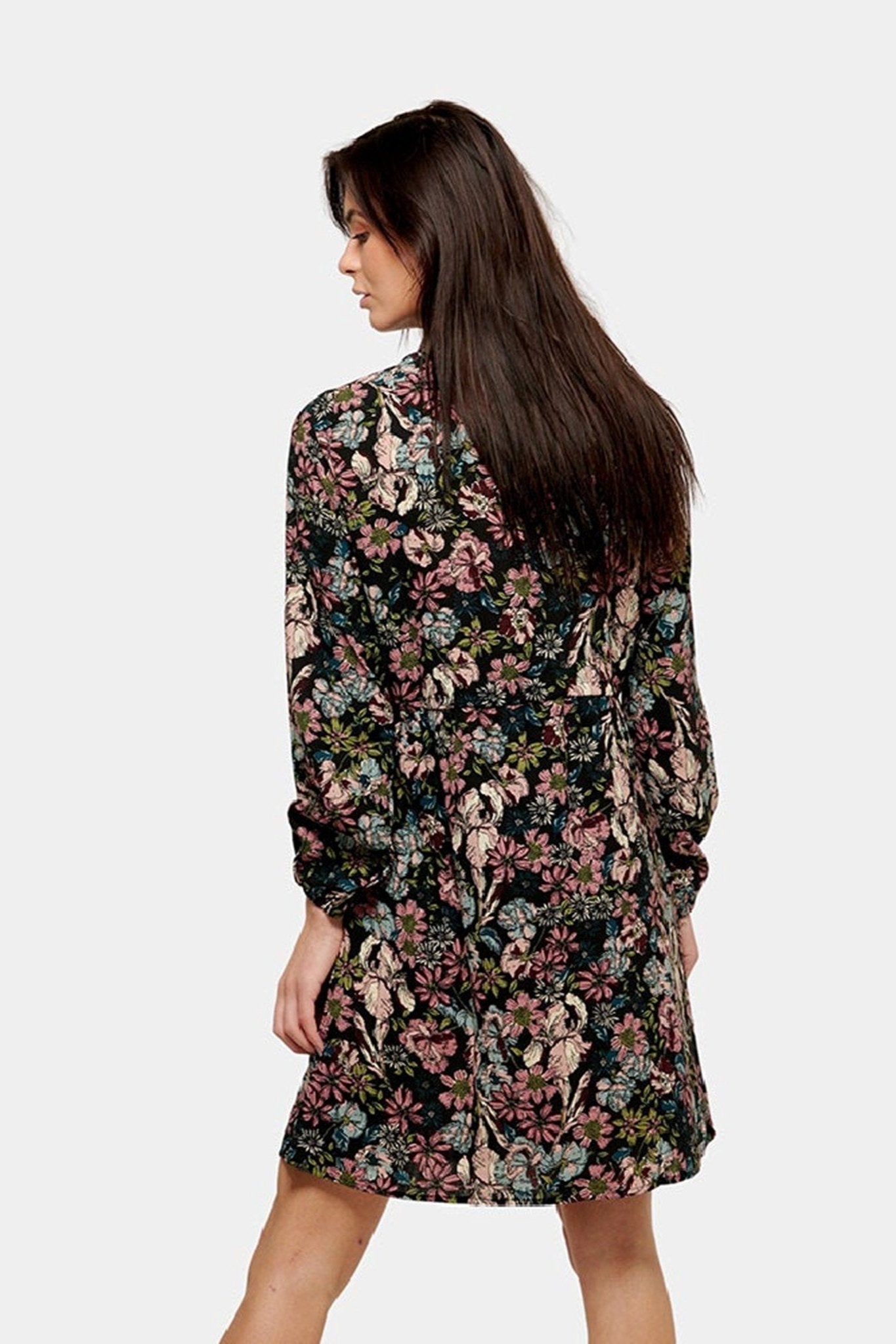 Printet Skjorte Kjole - Sort