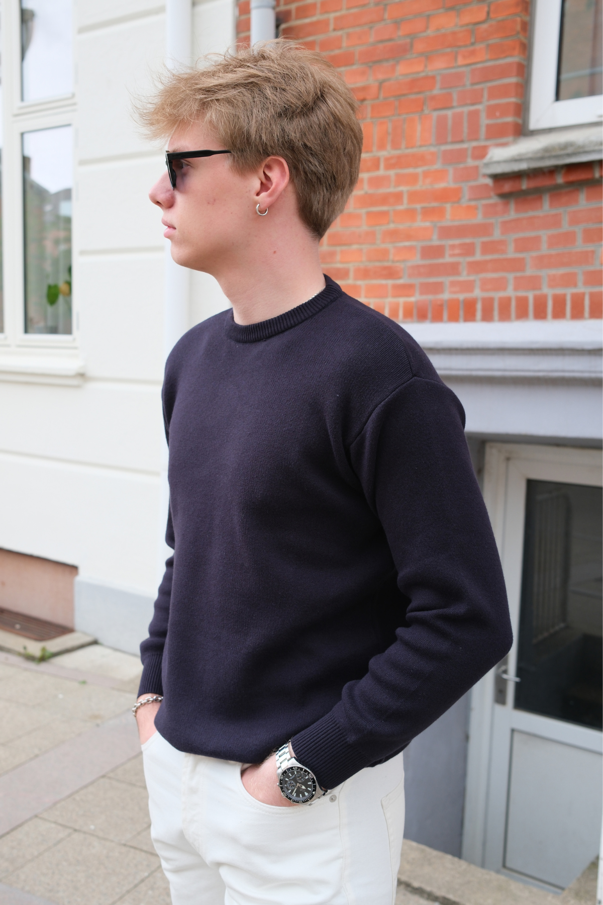 Crewneck Knit Sweater - Mørk Navy