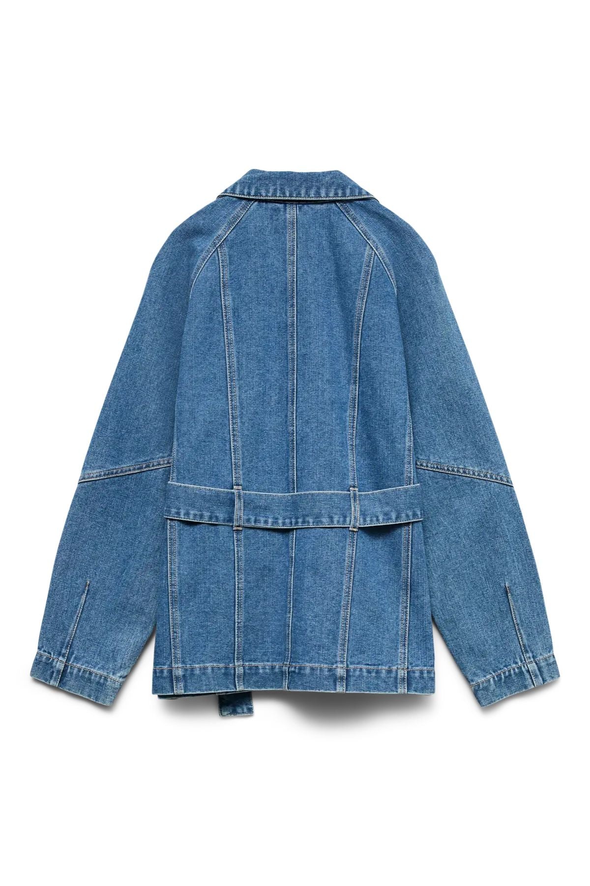Agnes Belt Denim Jacket - Medium Blue Denim