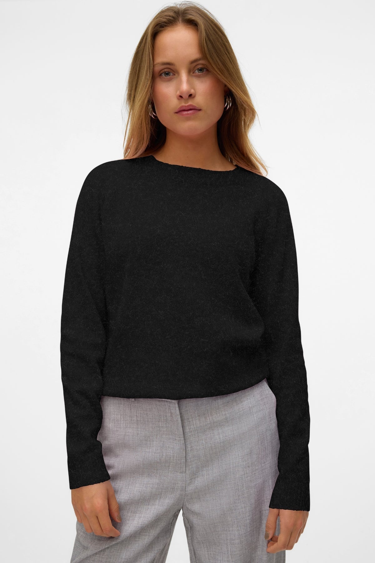 Doffy O-Neck Blouse - Sort Melange