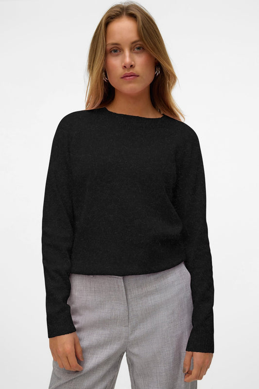 Doffy O-Neck Blouse - Sort Melange