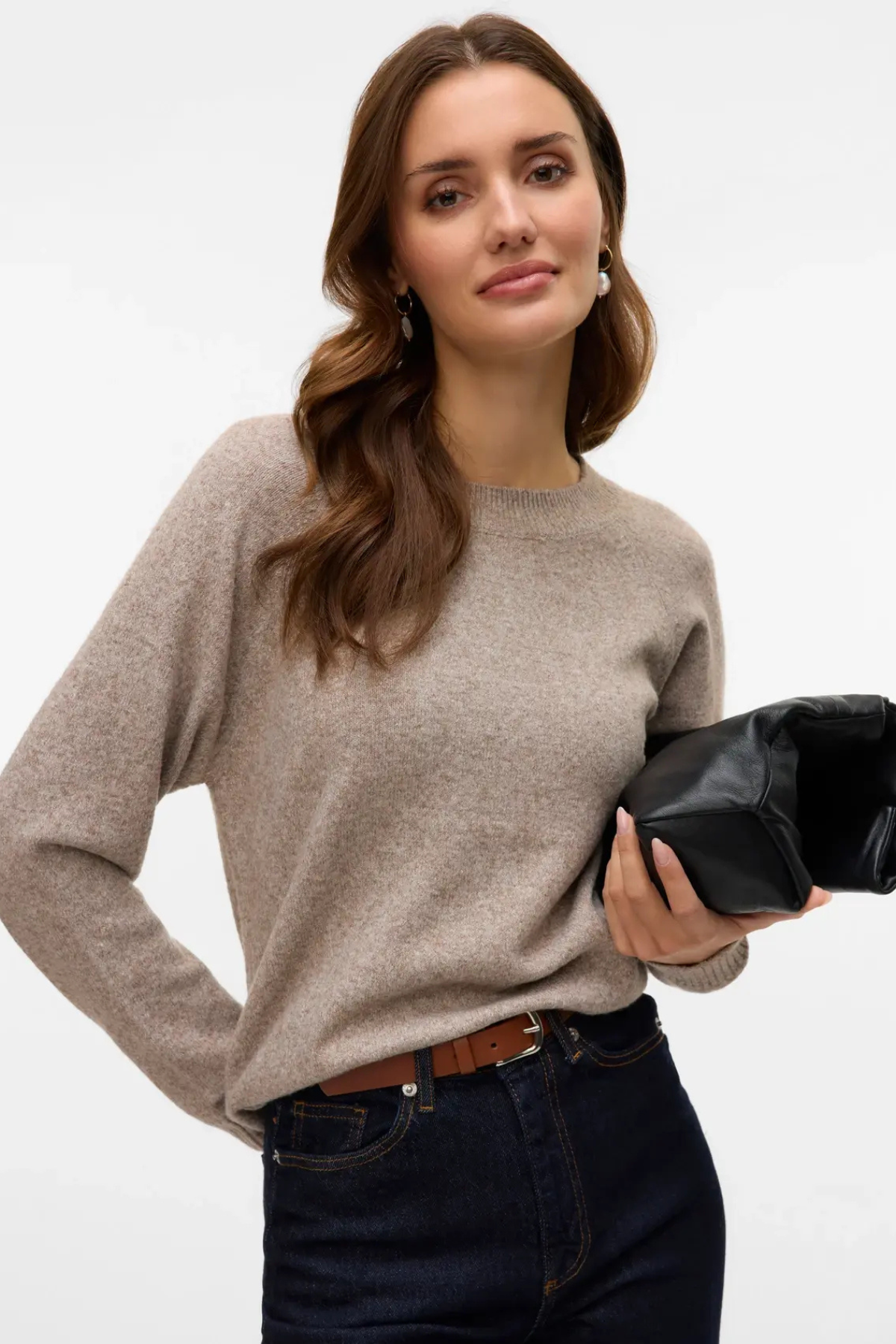 Doffy O-hals Bluse - Moon Rock Melange