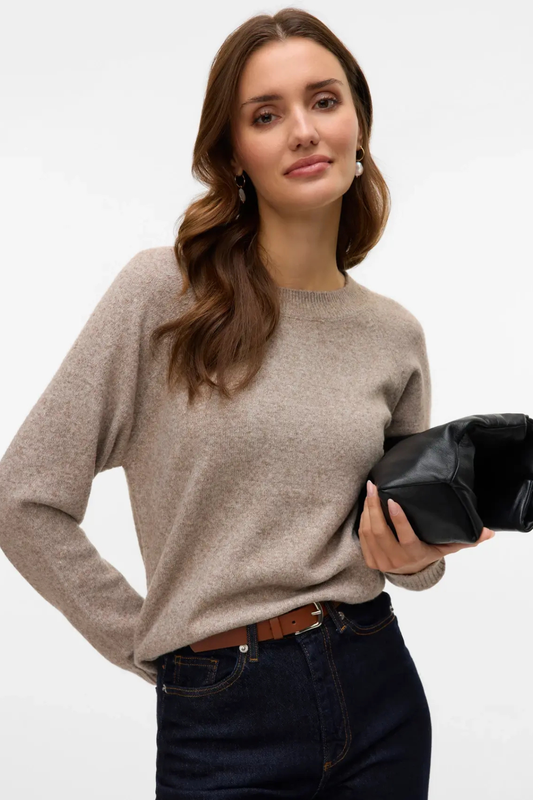 Doffy O-hals Bluse - Moon Rock Melange