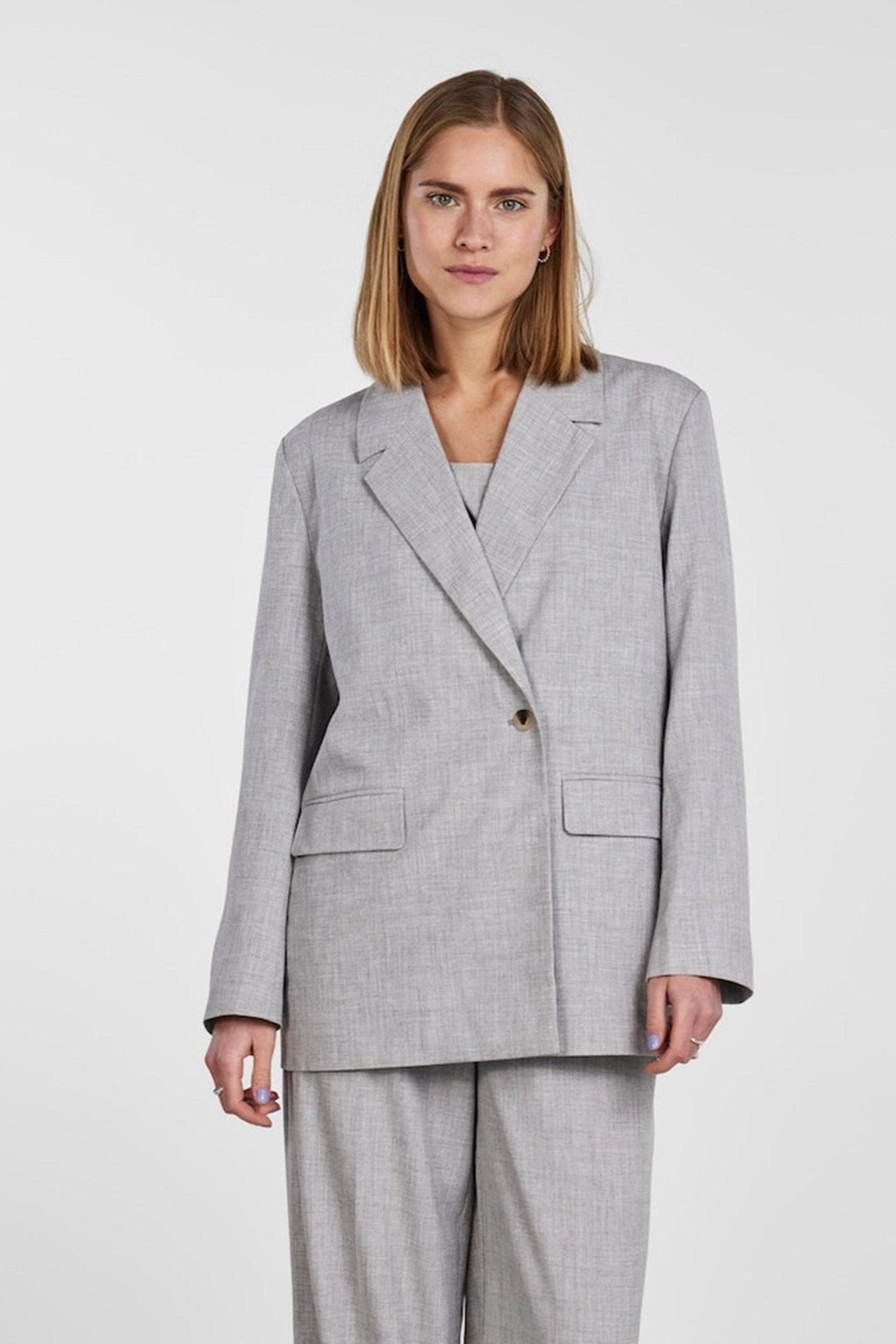 Oversized Blazer - Light grey melange